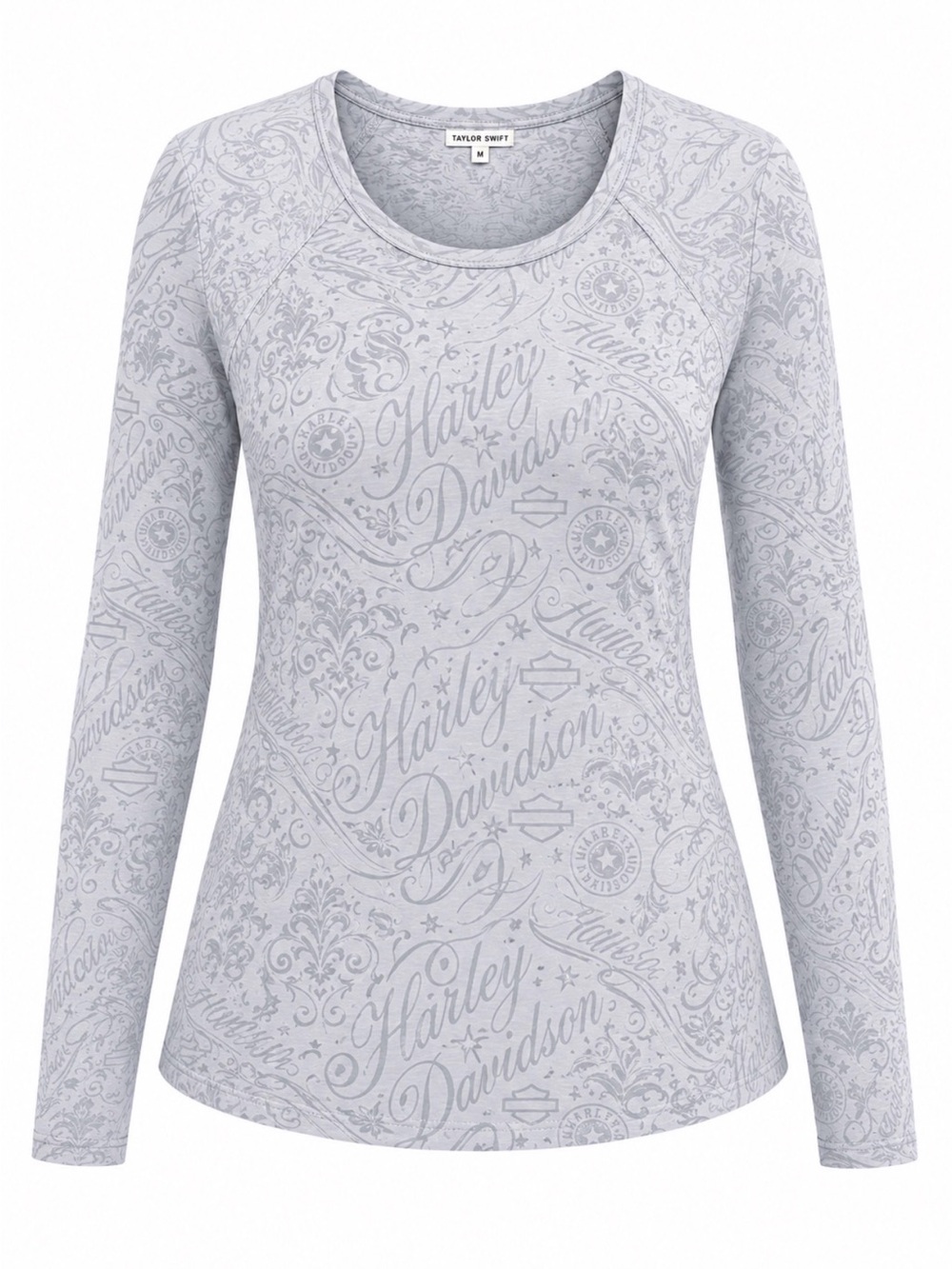 Harley Davidson St Paul MN Burnout Sheer Long Sleeve Top Gray Womens Large